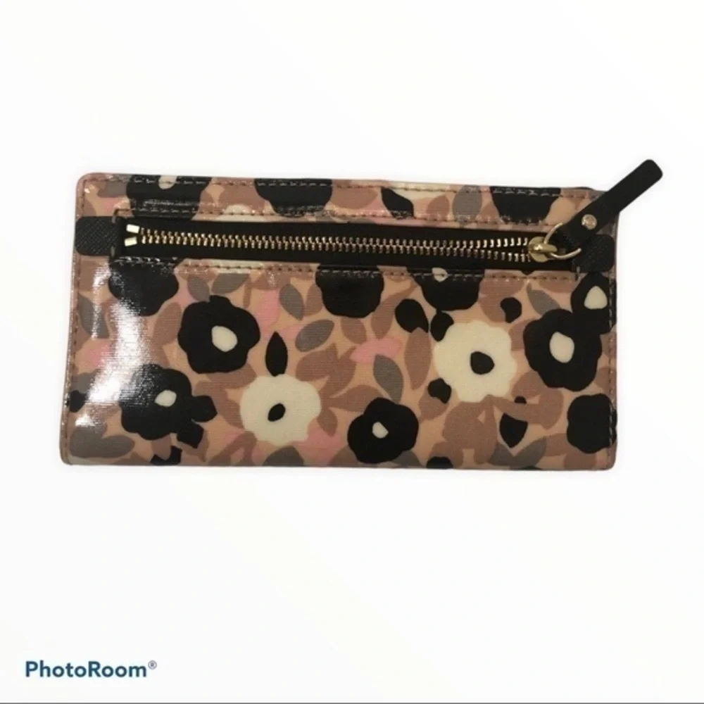 Kate spade pink black floral flower wallet